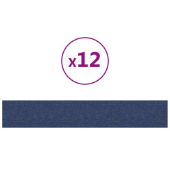 Panneaux muraux 12 pcs Bleu 90x15 cm Tissu 1,62 m²