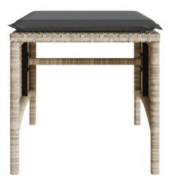 Canapé de jardin 2 places avec table tabourets gris clair rotin
