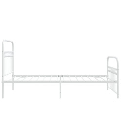 Cadre de lit métal avec tête de lit/pied de lit blanc 107x203cm