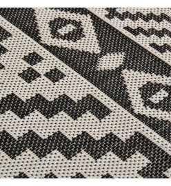 Tapis à tissage plat d'extérieur 120x170 cm Rayures noires