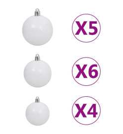 Arbre de Noël artificiel d'angle LED et boules Blanc 240 cm PVC