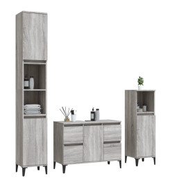 Ensemble de meubles de salle de bain 3 pcs Sonoma gris