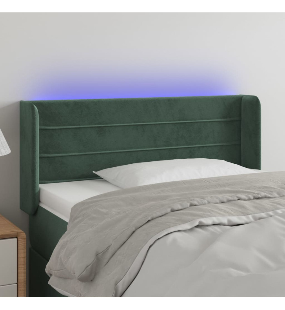 Tête de lit à LED Vert foncé 83x16x78/88 cm Velours Tête de lit à LED Vert foncé 83x16x78/88 cm Velours