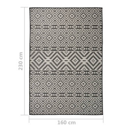 Tapis à tissage plat d'extérieur 160x230 cm Rayures noires