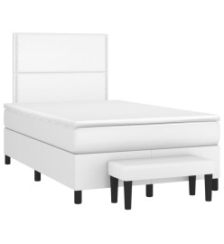 Sommier à lattes de lit avec matelas Blanc 120x200cm Similicuir