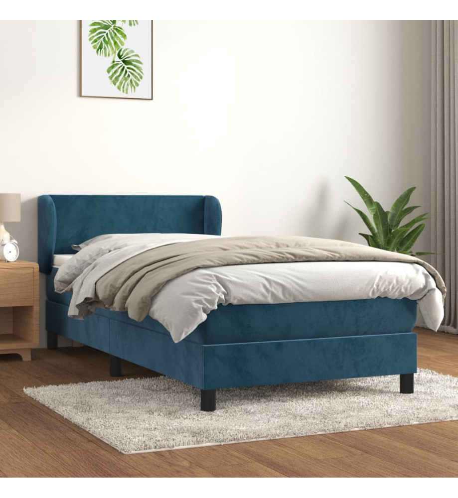 Sommier à lattes de lit et matelas Bleu foncé 80x200 cm Velours Sommier à lattes de lit et matelas Bleu foncé 80x200 cm Velours
