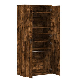 Armoire à chaussures chêne fumé 80x39x178 cm bois d'ingénierie