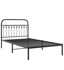 Cadre de lit métal avec tête de lit noir 107x203 cm