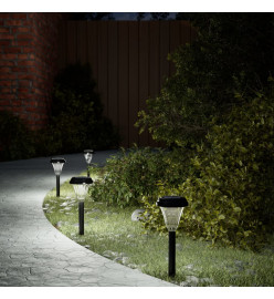 Lampes solaires d'allées et piquets de sol 12 pcs blanc