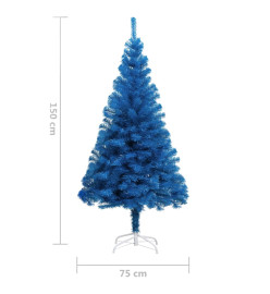 Sapin de Noël artificiel avec support bleu 150 cm PVC