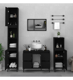 Ensemble de meubles salle de bain 3 pcs noir bois d'ingénierie