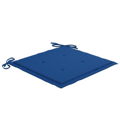Chaises de jardin 2 pcs avec coussins bleu royal Bois de teck