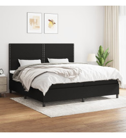 Sommier à lattes de lit avec matelas Noir 200x200 cm Tissu