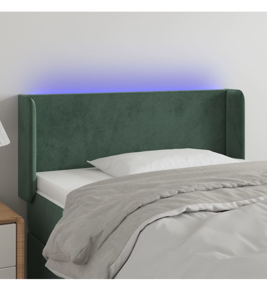 Tête de lit à LED Vert foncé 83x16x78/88 cm Velours Tête de lit à LED Vert foncé 83x16x78/88 cm Velours