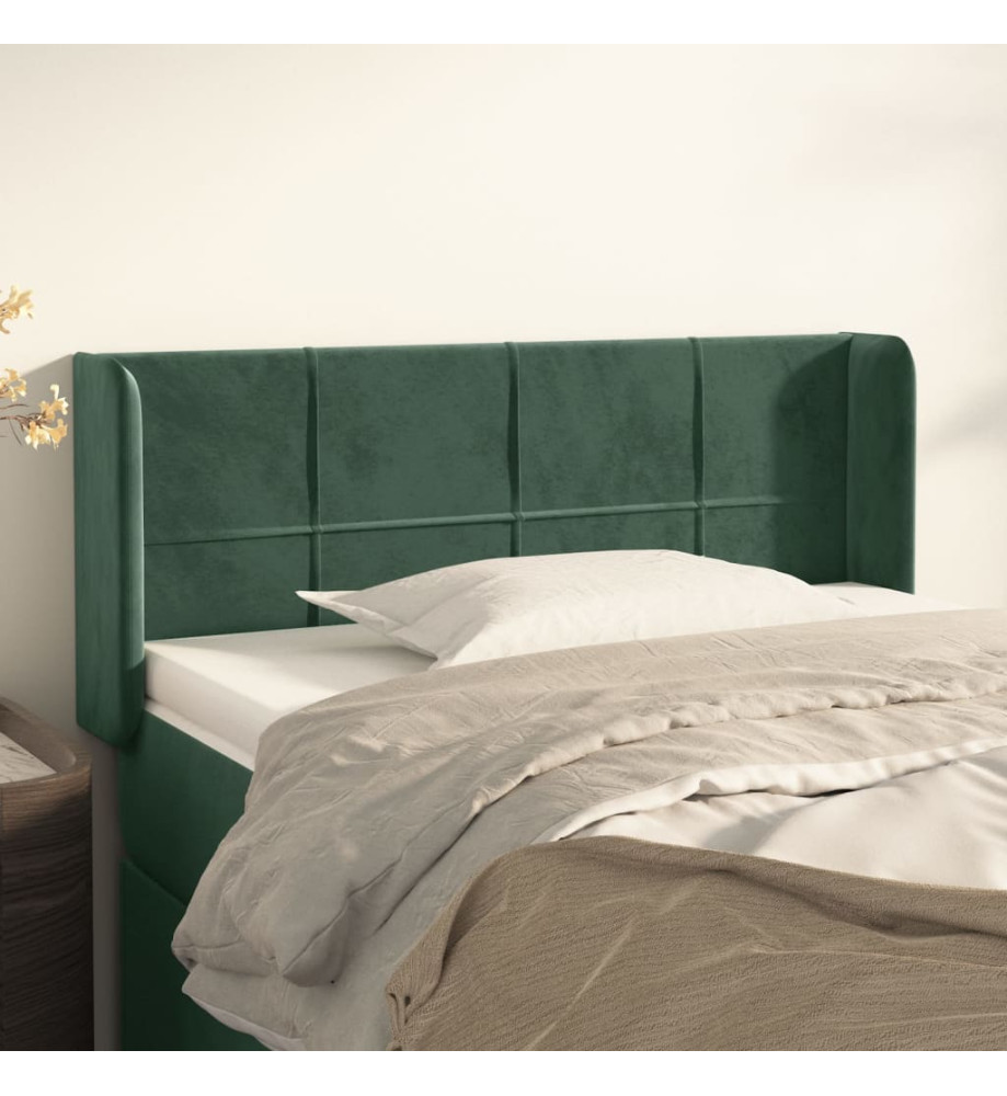 Tête de lit avec oreilles Vert foncé 103x16x78/88 cm Velours Tête de lit avec oreilles Vert foncé 103x16x78/88 cm Velours