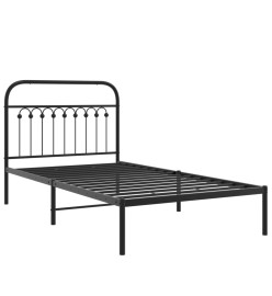 Cadre de lit métal avec tête de lit noir 100x200 cm