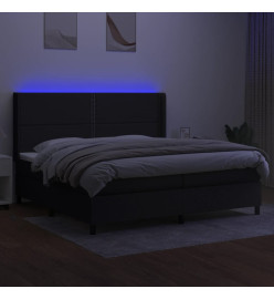 Sommier à lattes de lit matelas LED Noir 200x200 cm Tissu