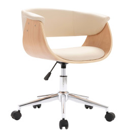 Chaise pivotante de bureau Crème Bois courbé et similicuir