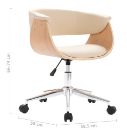 Chaise pivotante de bureau Crème Bois courbé et similicuir