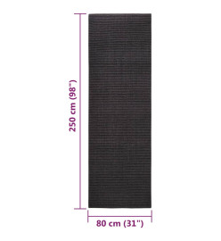 Tapis Sisal naturel 80x250 cm Noir