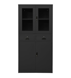 Armoire de bureau Anthracite 90x40x180 cm Acier et verre trempé