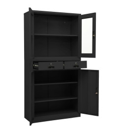 Armoire de bureau Anthracite 90x40x180 cm Acier et verre trempé