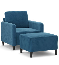 Fauteuil avec repose-pied Bleu 60 cm Velours