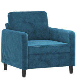 Fauteuil avec repose-pied Bleu 60 cm Velours