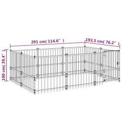 Chenil d'extérieur pour chiens Acier 5,63 m²