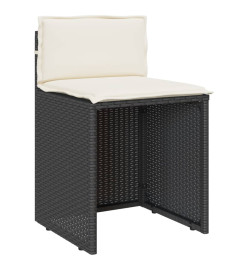 Ensemble de bistro 3 pcs avec coussins noir résine tressée