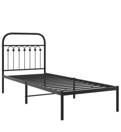 Cadre de lit métal avec tête de lit noir 80x200 cm