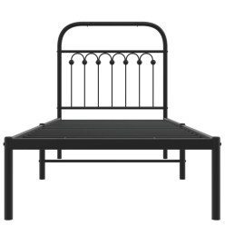 Cadre de lit métal avec tête de lit noir 80x200 cm