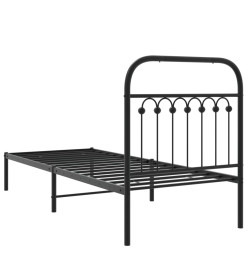 Cadre de lit métal avec tête de lit noir 80x200 cm