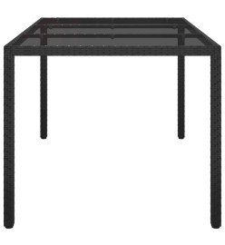 Table de jardin 150x90x75cm Verre trempé et résine tressée Noir