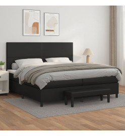 Sommier à lattes de lit avec matelas Noir 200x200 cm Similicuir