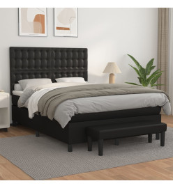 Sommier à lattes de lit avec matelas Noir 140x200 cm Similicuir