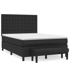 Sommier à lattes de lit avec matelas Noir 140x200 cm Similicuir