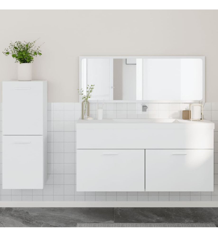 Ensemble de meubles salle de bain 3 pcs blanc bois d'ingénierie