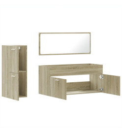 Ensemble de meubles de salle de bain 3 pcs chêne sonoma