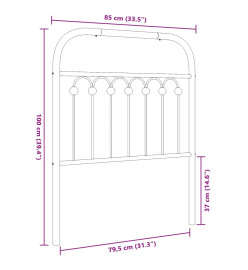 Tête de lit métal noir 80 cm