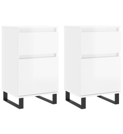 Buffets 2 pcs blanc brillant 40x35x70 cm bois d'ingénierie