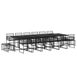 Ensemble à manger de jardin 17 pcs noir résine tressée