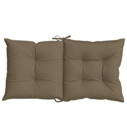 Coussins de chaise à dossier bas lot de 2 taupe mélangé tissu