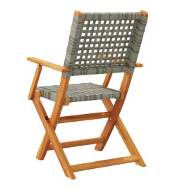 Chaises de jardin pliantes lot de 8 gris poly rotin bois massif