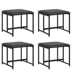 Tabourets de jardin avec coussins lot de 4 noir acier/textilène