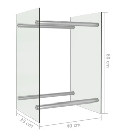 Portant de bois de chauffage Transparent 40x35x60 cm Verre