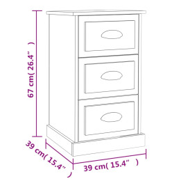 Table de chevet sonoma gris 39x39x67 cm bois d'ingénierie