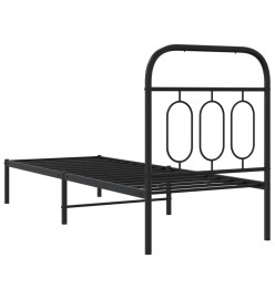 Cadre de lit métal avec tête de lit noir 75x190 cm
