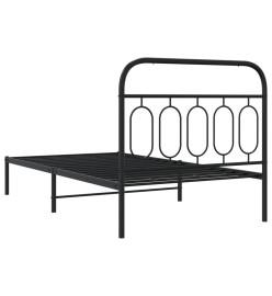 Cadre de lit métal avec tête de lit noir 100x190 cm