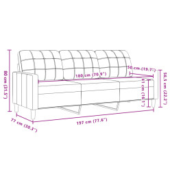 Canapé à 3 places Gris foncé 180 cm Velours
